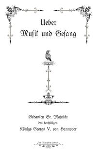 Georg V. von Hannover - Ueber Musik und Gesang - ISBN-13: 9783759720108